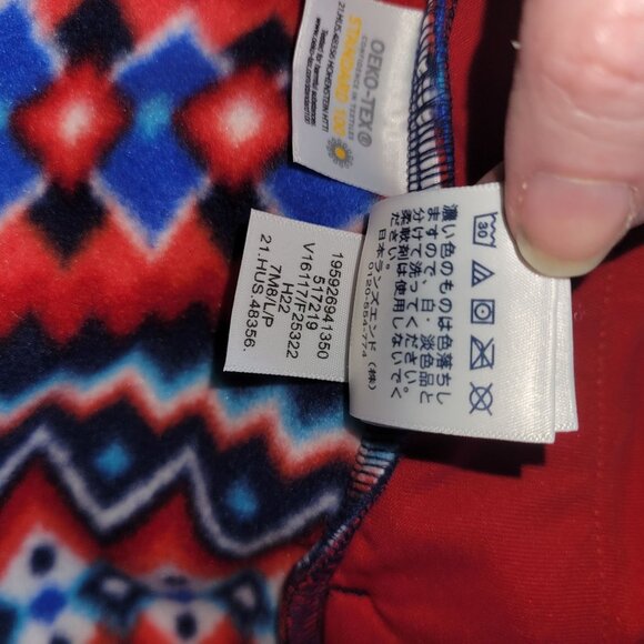 Lands End Womens Aztec Fleece Pullover Navy Blue & Red NWOT - Picture 6 of 11